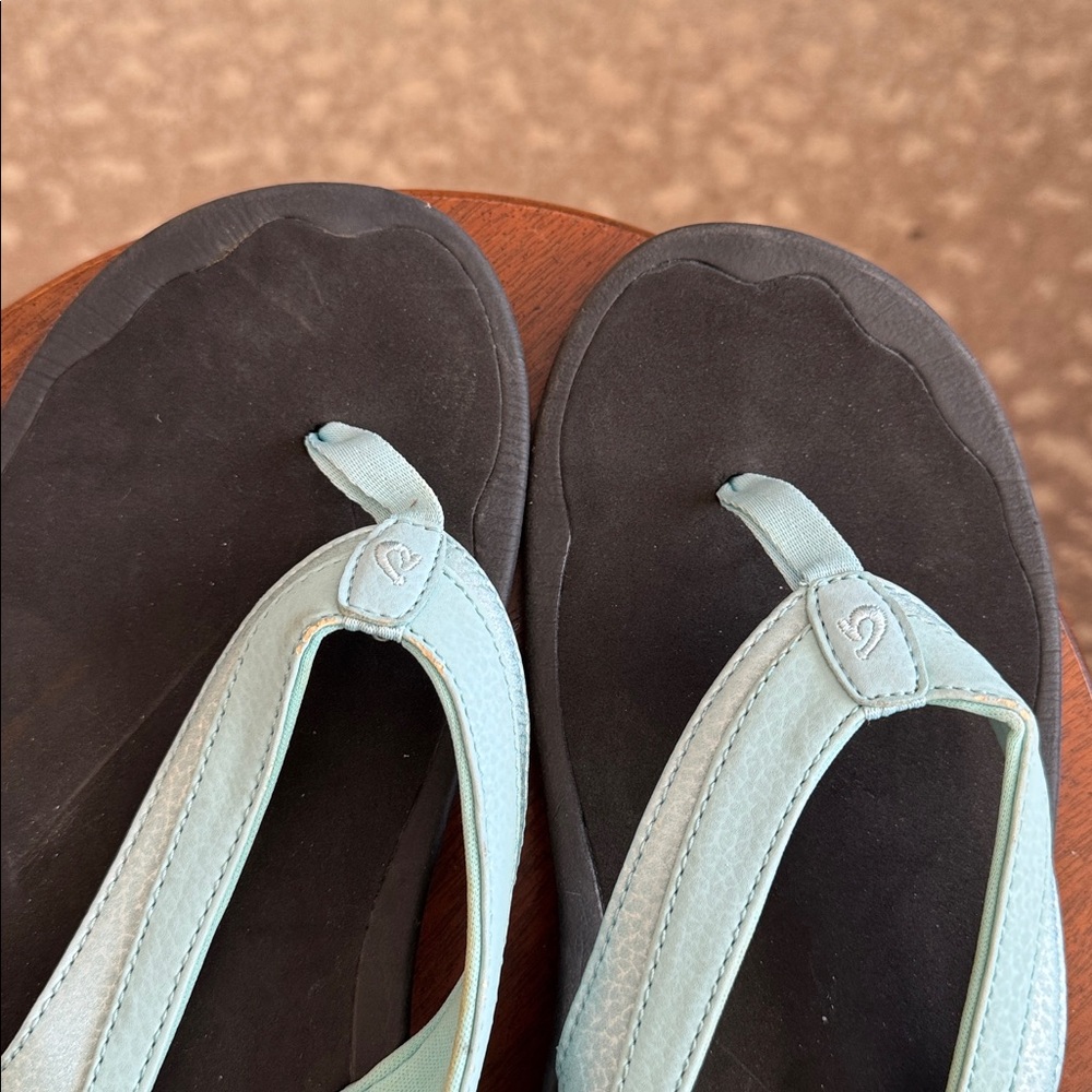 OLUKAI Womens Obama Light Blue Flip Flops Sandals Beach Summer Spring SZ 10 - Picture 5 of 10